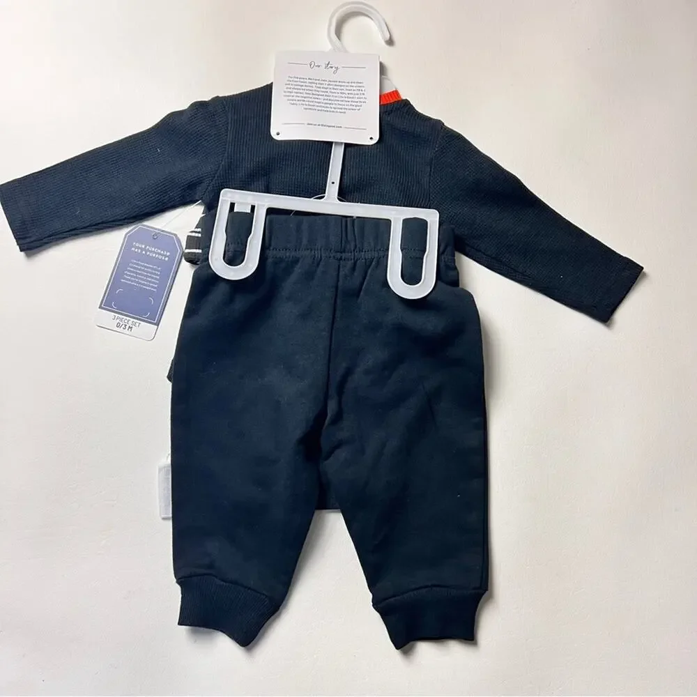 Life Is Good Baby Three Piece Bodysuit Jogger Cap Matching Set Sz 0/3 M